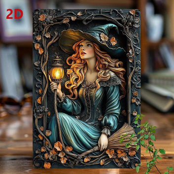 Witchy Wall Art Gothic Witch Metal Sign for Halloween, Christmas