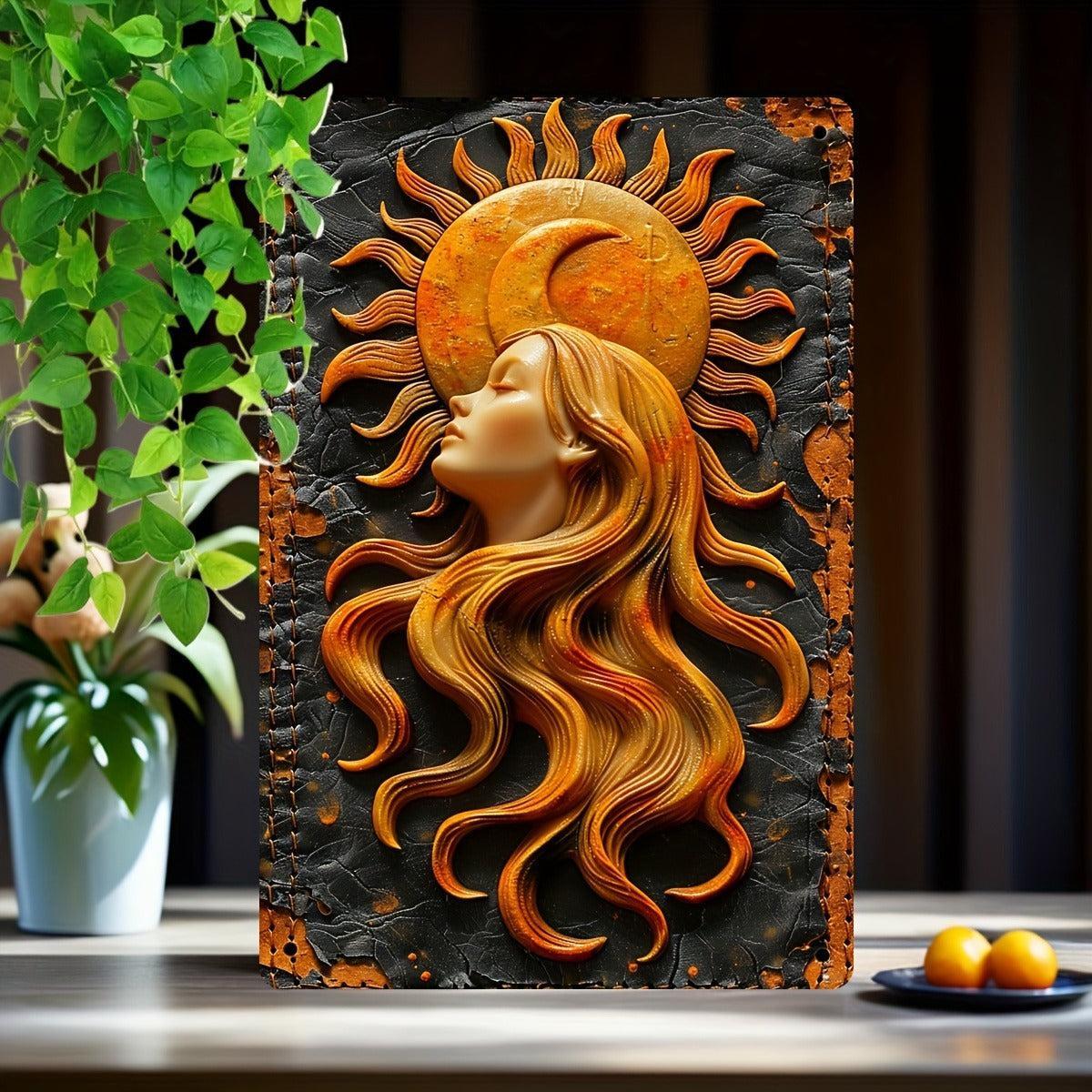 Sun Moon Goddess Wall Art Celestial Goddess Metal Sign Pagan Home Decorations-MoonChildWorld