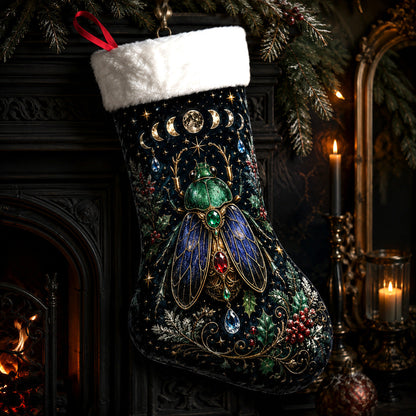Jewelled Beetle Christmas Stocking Dark Academia Gothic Decor, styled shot 3
