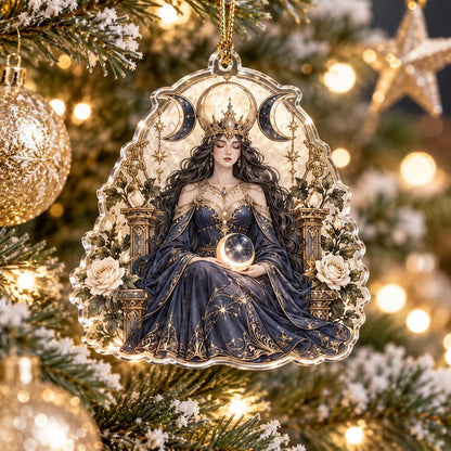 Lunar Goddess Celestial Acrylic Ornament Set – Moon Yule Christmas Decor – Triple Moon Queen ornament