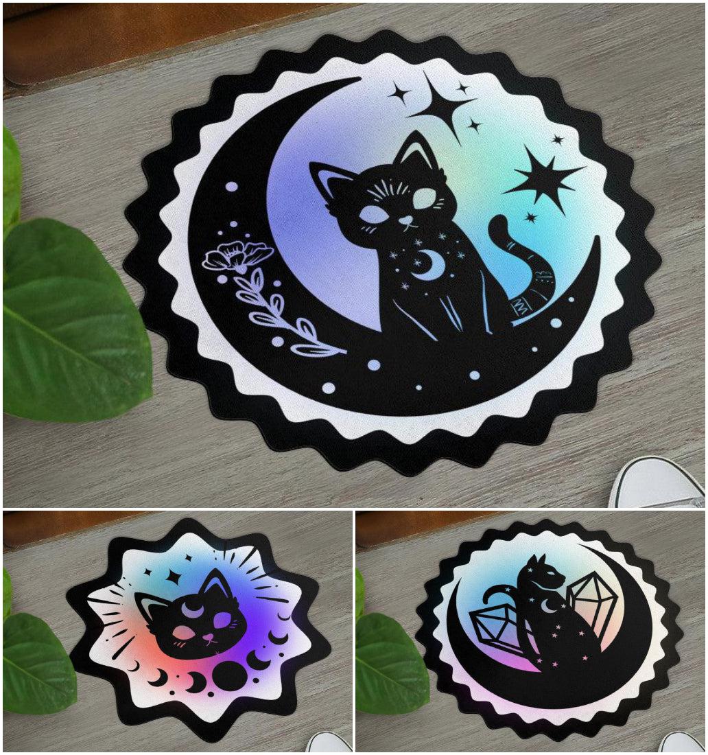 Magic Black Cat Door Mat Moon Cat Doormat-MoonChildWorld