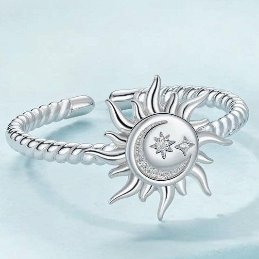 Sterling Silver Sun Moon Ring