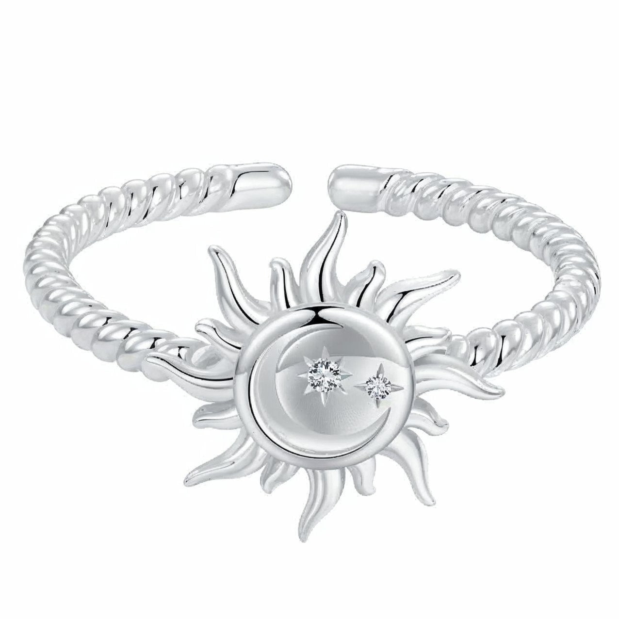 Sterling Silver Sun Moon Ring-MoonChildWorld