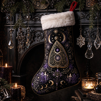Moon Phase Planchette Christmas Stocking Occult Witchy Yule Decor, styled shot 3