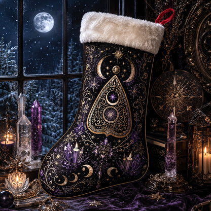 Moon Phase Planchette Christmas Stocking Occult Witchy Yule Decor, styled shot 4