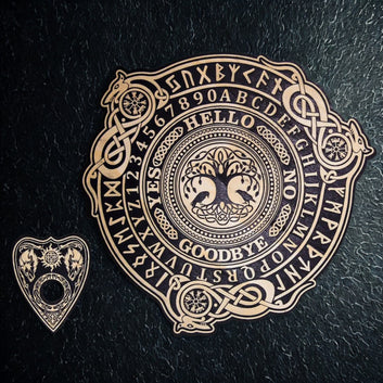 Pendulum Witch Ouija Board For Divination - Viking Tree Gothic Skull Wooden Talking Board Wiccan Altar Supplies