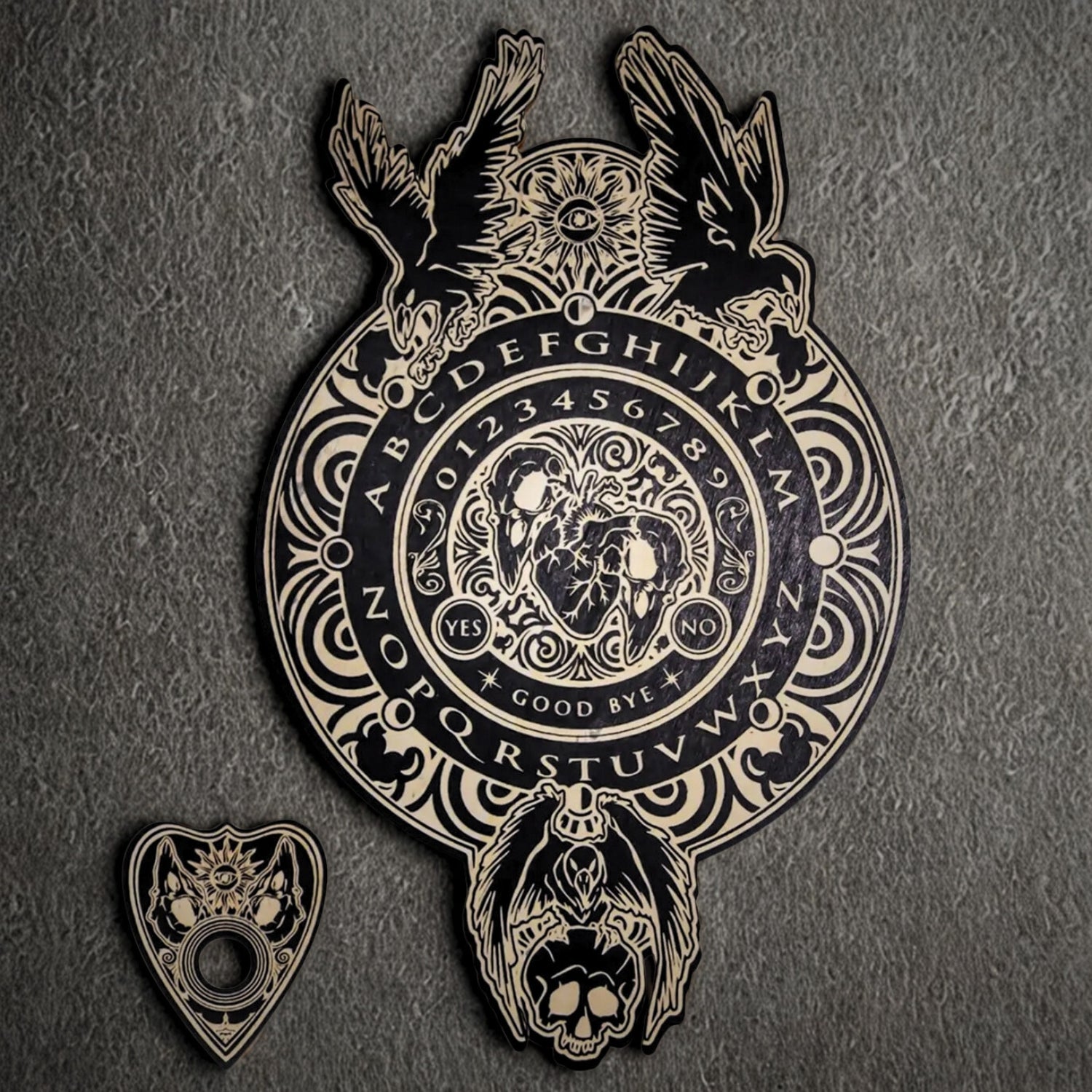Pendulum Witch Ouija Board For Divination - Viking Tree Gothic Skull Wooden Talking Board Wiccan Altar Supplies-MoonChildWorld