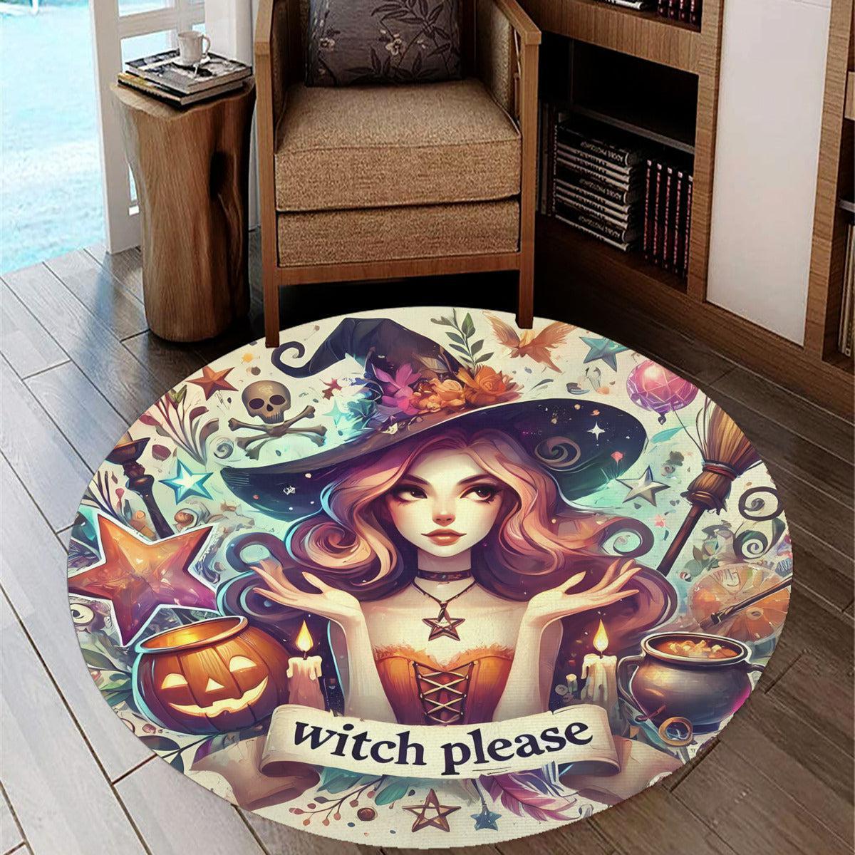 Witchy Round Rug Witch Please Carpet for Halloween Home Decor-MoonChildWorld