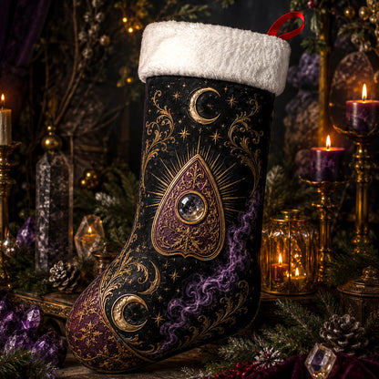 Planchette Christmas Stocking Purple Spirit Board Occult Decor, styled shot 4