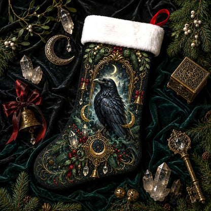 Raven Window Christmas Stocking Victorian Gothic Fireplace Decor