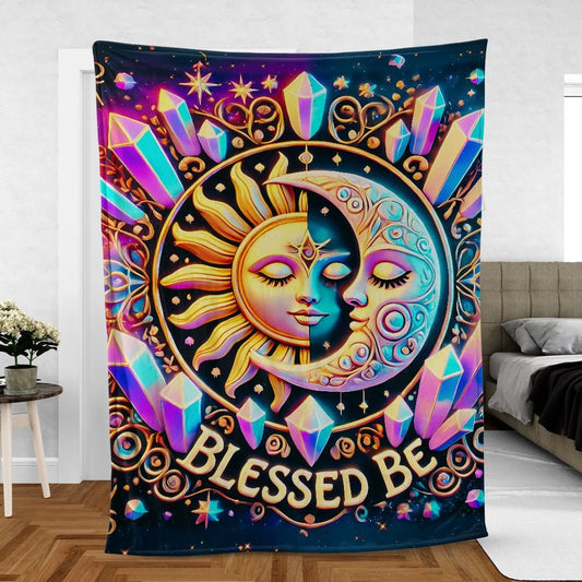 Cosmic Sun Moon Throw – Witchcraft Lunar Energy Blanket for Spiritual Vibes
