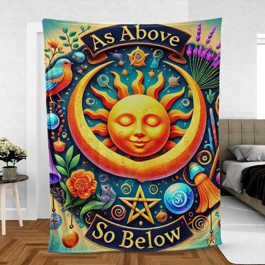 Pagan Sun Moon Throw – Witchcraft Lunar Energy Blanket for Spiritual Vibes