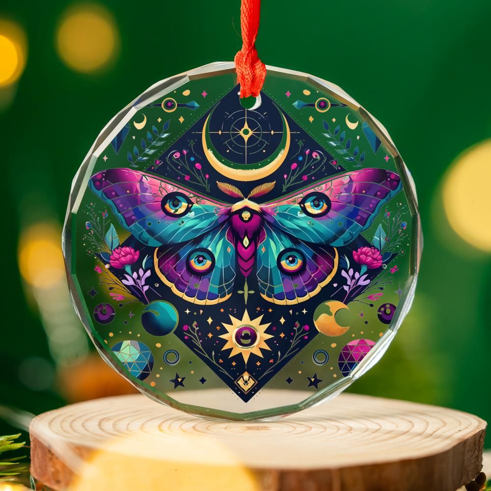 Luna Moth Glass Ornament Mystic Butterfly Christmas Tree Ornament-MoonChildWorld