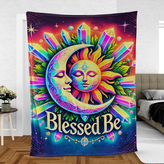 Cosmic Sun Moon Throw – Witchcraft Lunar Energy Blanket for Spiritual Vibes