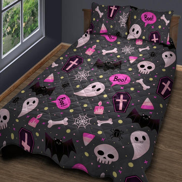 Cute Halloween Witch Quilt Bedding Set-MoonChildWorld