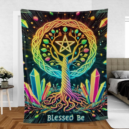 Pagan Tree of Life Blanket - Norse Celtic Nature-Inspired Throw for Spiritual Homes