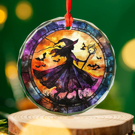 Witch Gothic Glass Ornament Wicca Christmas Ornament