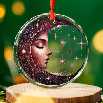 Celestial Moon Goddess Glass Ornament Pagan Yule Ornament