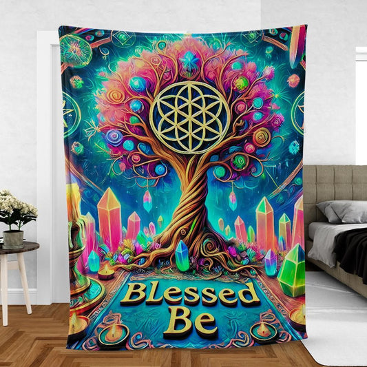 Spiritual Tree of Life Throw - Yggdrasil Inspired Blanket for Meditation & Sacred Spaces