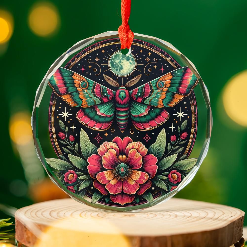 Luna Moth Glass Ornament Mystic Butterfly Christmas Tree Ornament-MoonChildWorld