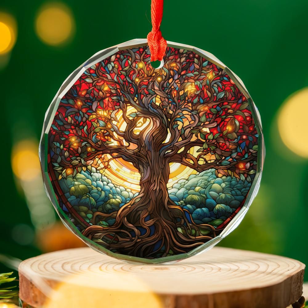 Spirit Tree of life Glass Ornament Pagan Yule Ornament-MoonChildWorld