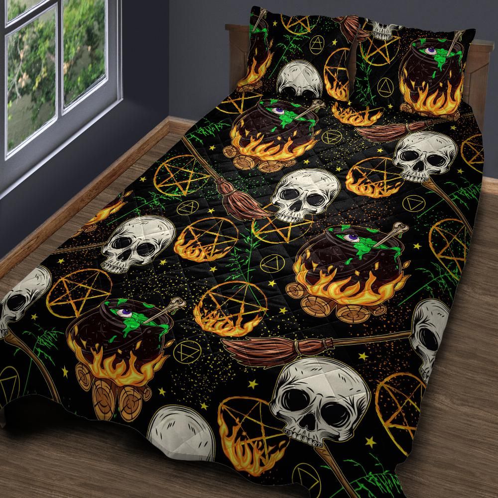 Halloween Witch Skull Gothic Quilt Bedding Set-MoonChildWorld