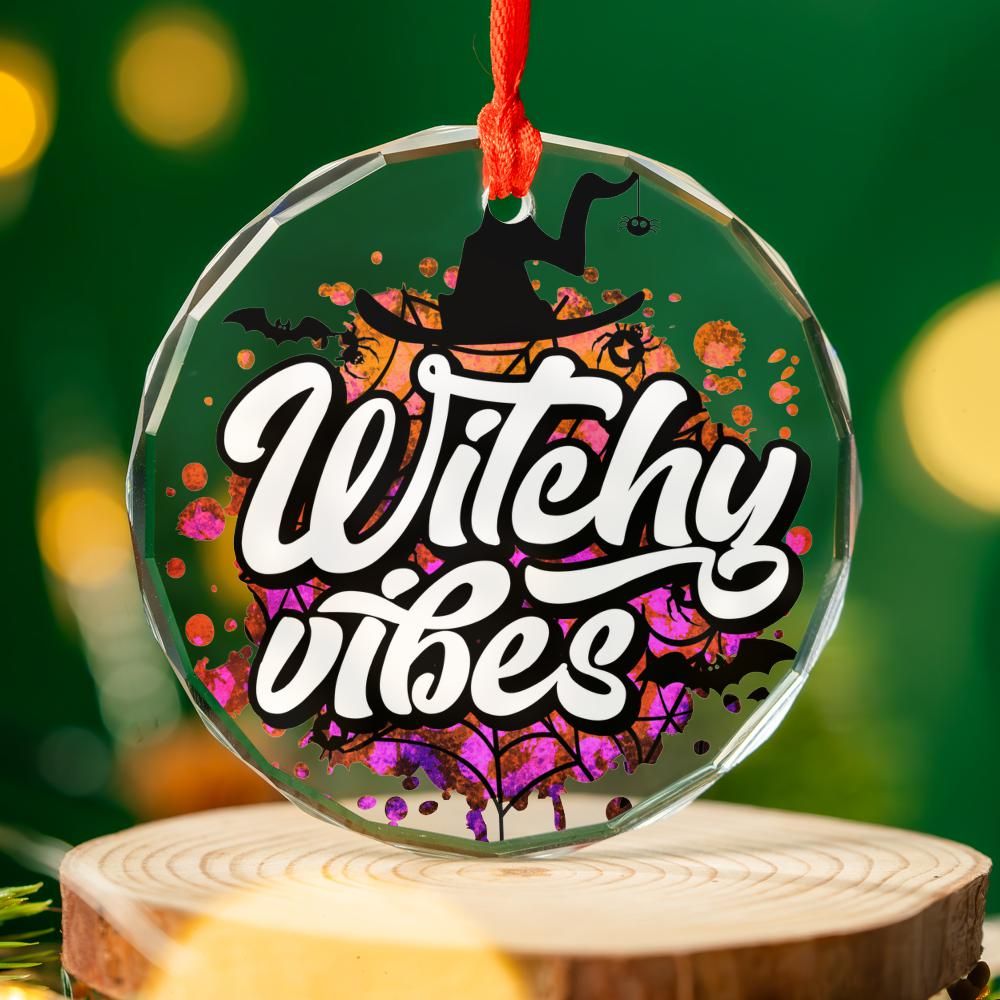 Witchy Vibes Glass Ornament Magic Christmas Tree Ornament-MoonChildWorld