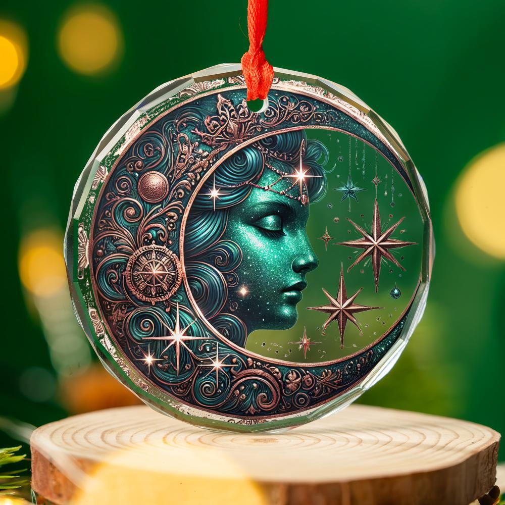 Moon Goddess Glass Ornament Celestial Christmas Ornament-MoonChildWorld