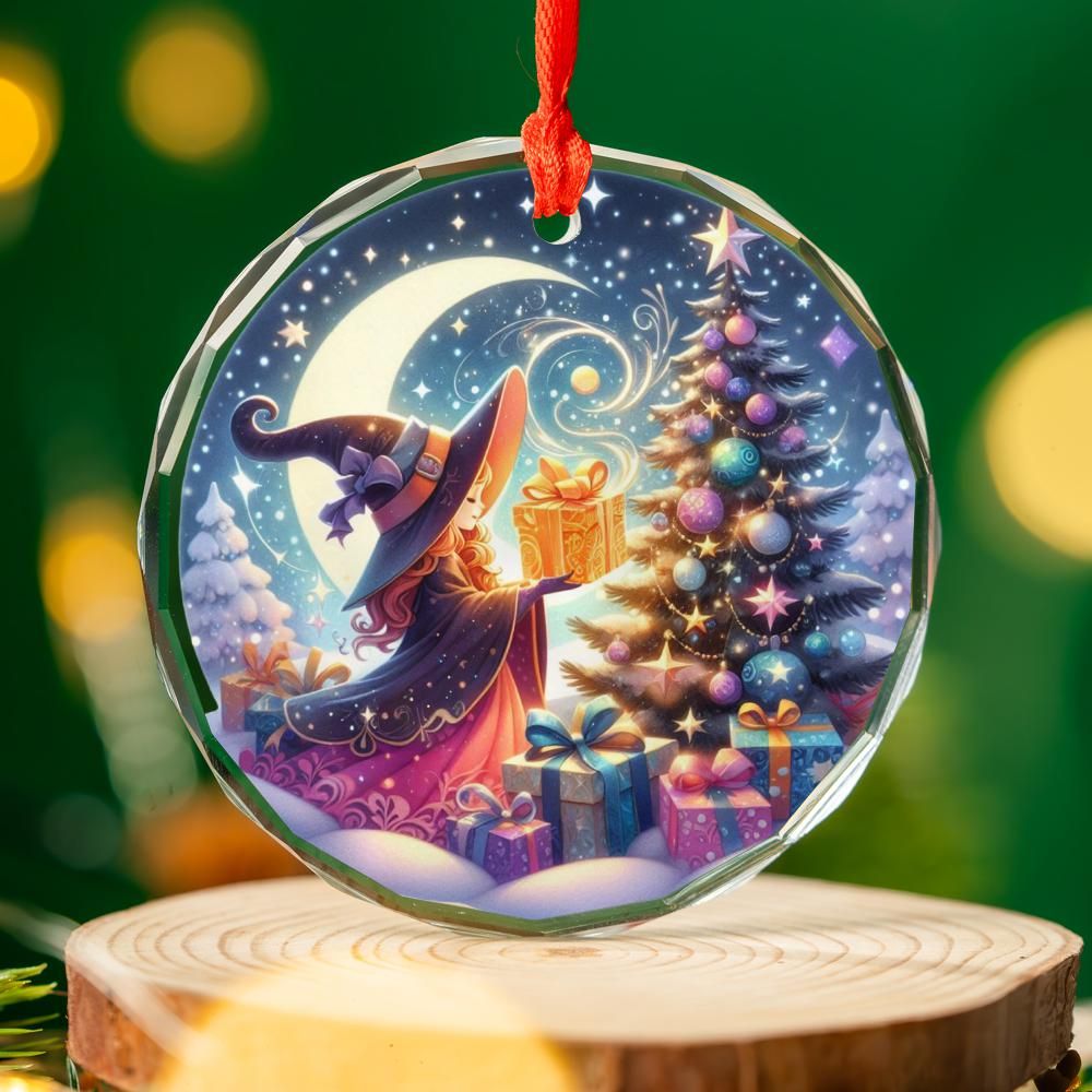 Pagan Yule Ornament Witchy Glass Ornament-MoonChildWorld