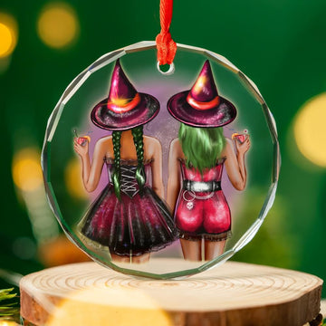 Witch Sisters Glass Ornament Wicca Christmas Tree Ornament-MoonChildWorld