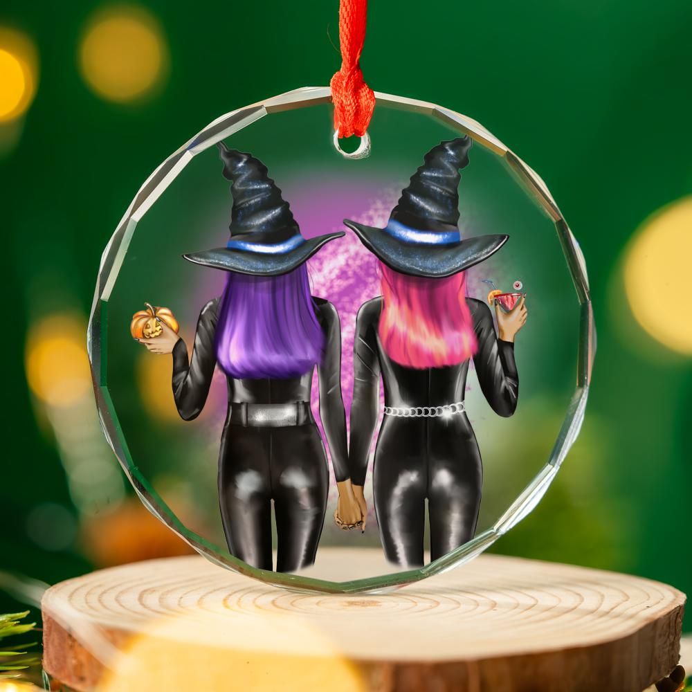 Enchanted Witch Glass Ornament Witchy Christmas Ornament-MoonChildWorld