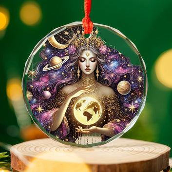 Celestial Moon Goddess Glass Ornament Wicca Christmas Tree Ornament