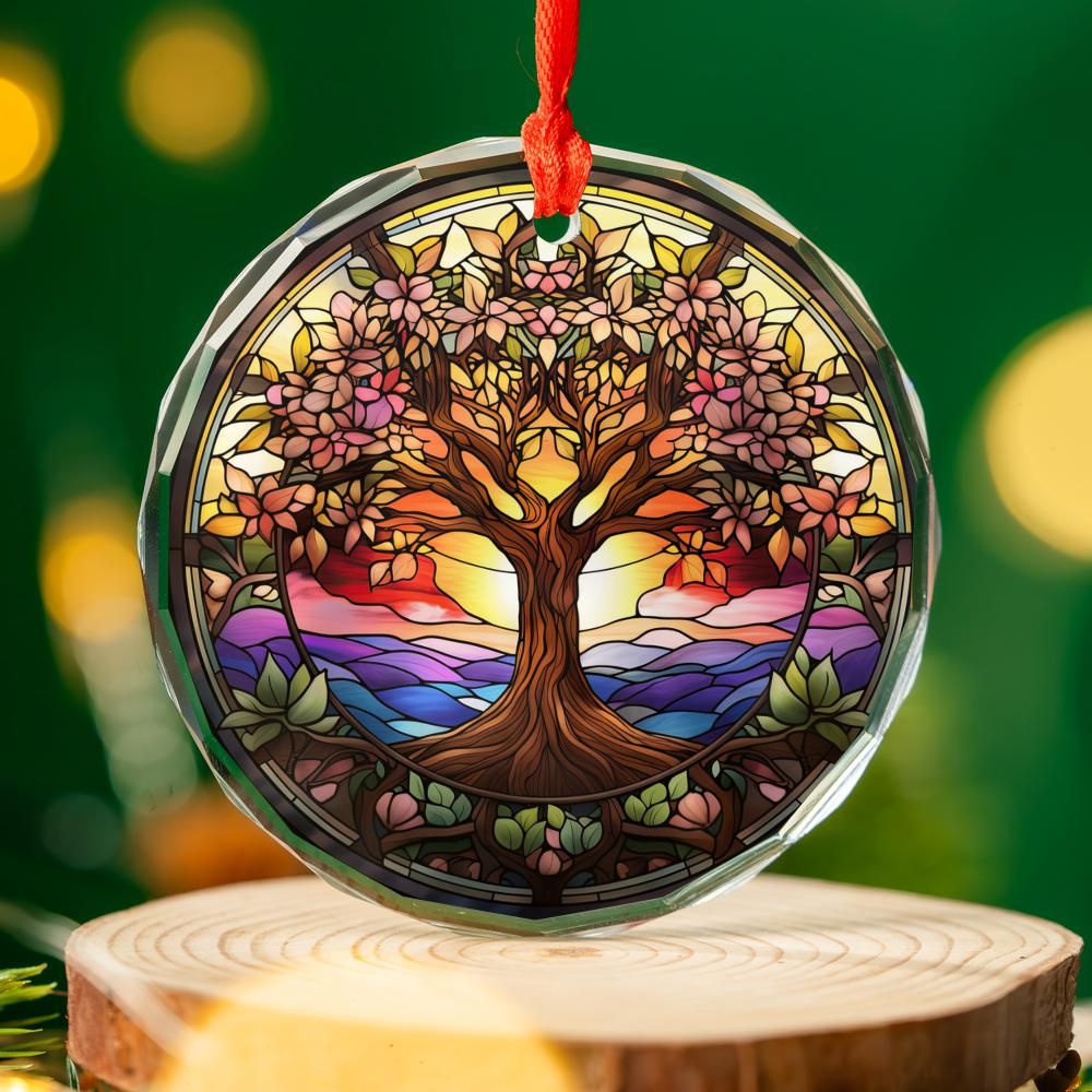 Spirit Tree of life Glass Ornament Pagan Yule Ornament-MoonChildWorld