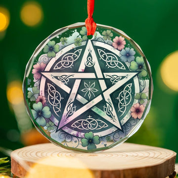 Celtic Pentacle Glass Ornament Pagan Yule Ornament-MoonChildWorld