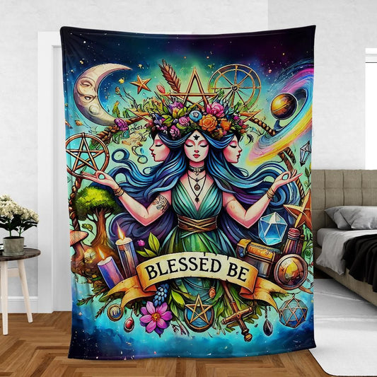 Triple Goddess Blanket - Hecate Goddess Throw for Wiccan Altars & Sacred Spaces