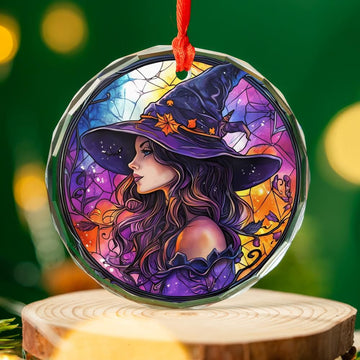 Gothic Witch Glass Ornament Mystical Christmas Ornament-MoonChildWorld