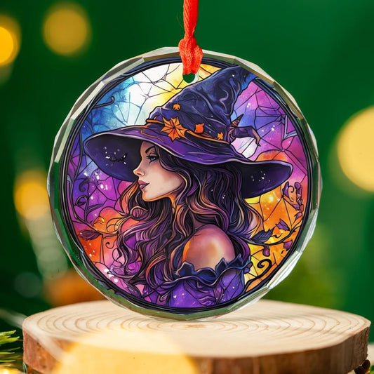 Gothic Witch Glass Ornament Mystical Christmas Ornament