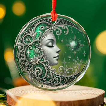 Celestial Moon Goddess Glass Ornament Pagan Yule Ornament