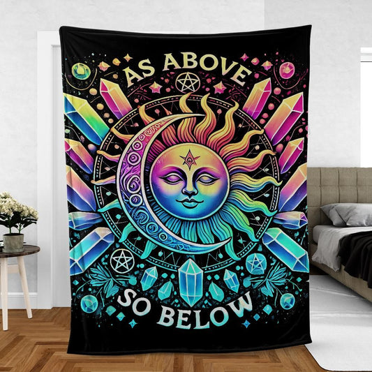 Celestial Sun Moon Blanket – Pagan Lunar Boho Blanket for Sacred Spaces