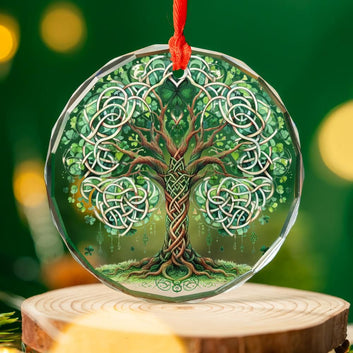 Celtic Tree of Life Glass Ornament Pagan Christmas Tree Ornament