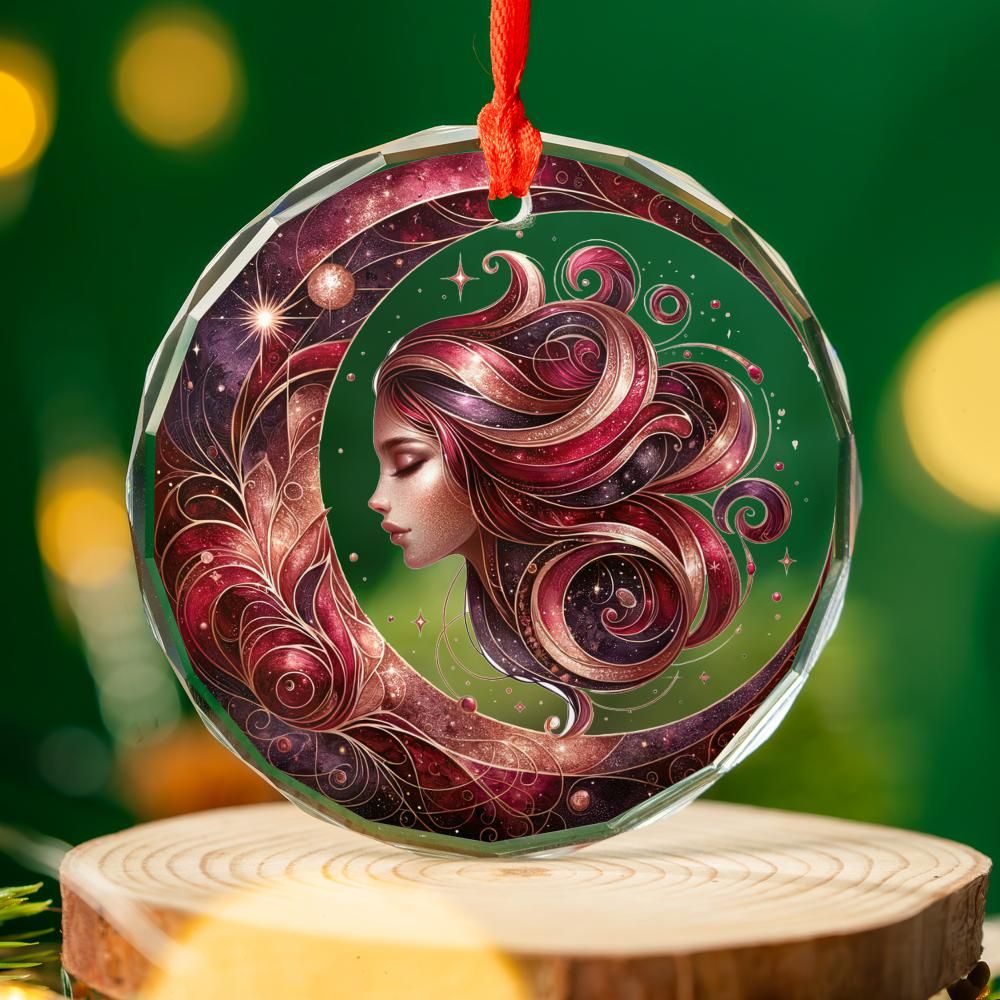 Moon Goddess Glass Ornament Celestial Christmas Ornament-MoonChildWorld