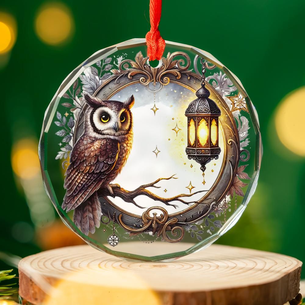 Magic Owl Glass Ornament Pagan Yule Ornament-MoonChildWorld