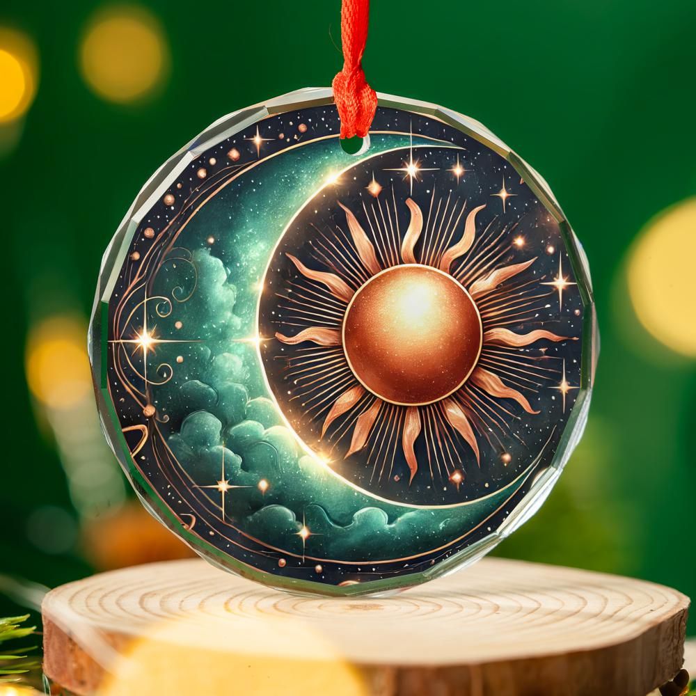 Sun Moon Goddess Glass Ornament Celestial Ornament-MoonChildWorld