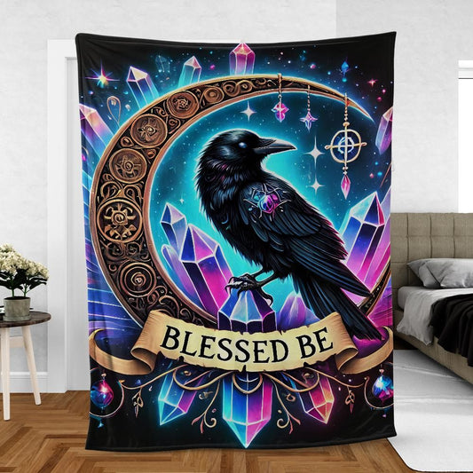 Black Crow Witchy Raven Blanket Wicca Blanket Home Decor