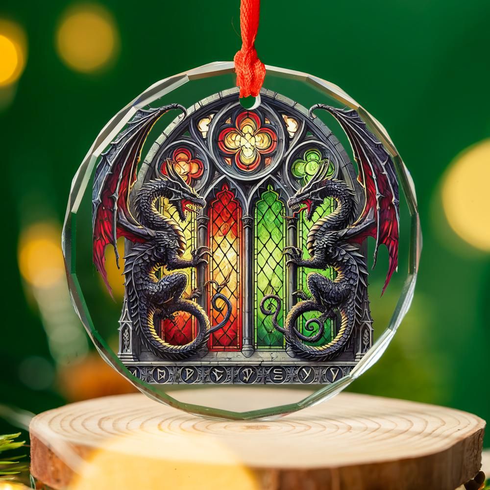 Dragon Glass Ornament Dragon Christmas Tree Ornament-MoonChildWorld