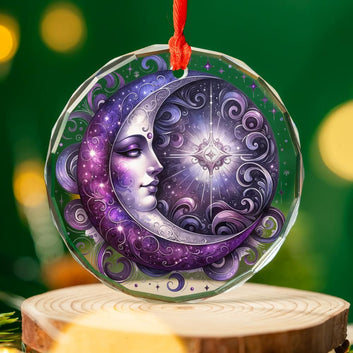 Celestial Moon Goddess Glass Ornament Pagan Yule Ornament