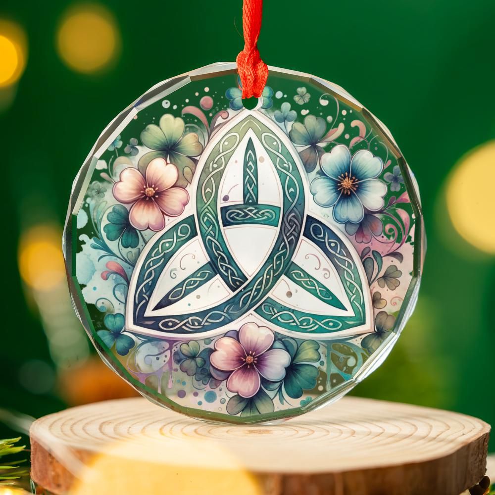 Celtic Triquetra Glass Ornament Pagan Yule Ornament-MoonChildWorld