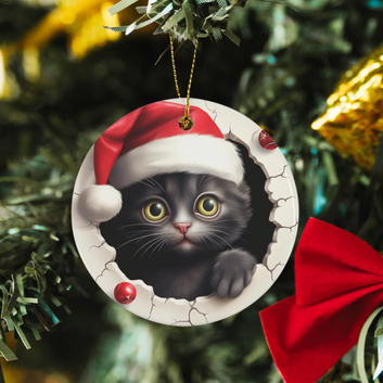 Black cat 3D Christmas Ceramic Ornaments