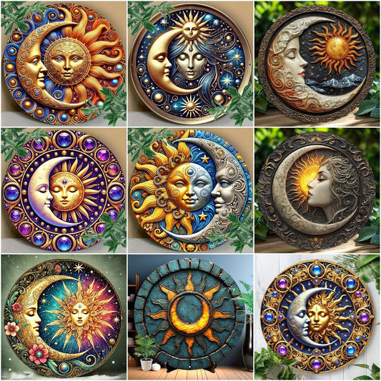 Celestial Sun and Moon Goddess Metal Sign Wicca Pagan Home Decor