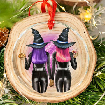 Enchanted Witch Glass Ornament Witchy Christmas Ornament-MoonChildWorld